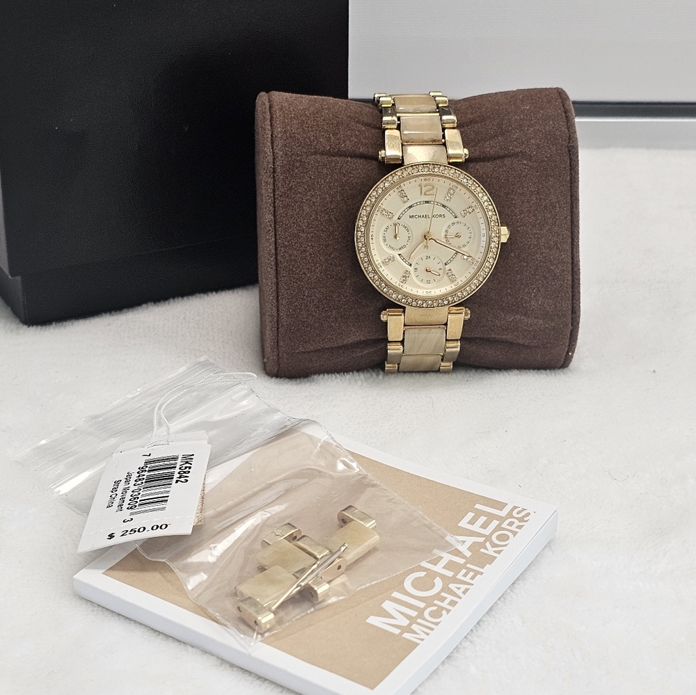 EUC Michael Kors Mini Parker Crystal Bezel Watch MK5842 Women's